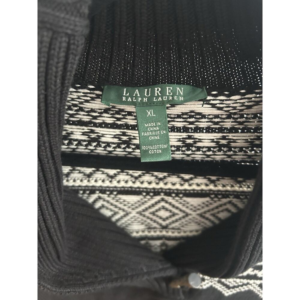 Vtg Lauren Ralph Lauren Knitted Fair Isle Sweater L Fisherman Black Nordic - Picture 3 of 12